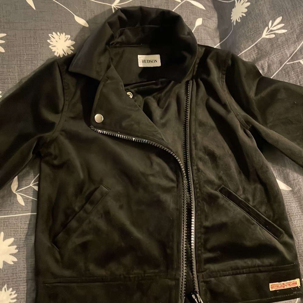 Black velvet Hudson biker style jacket, size 4T